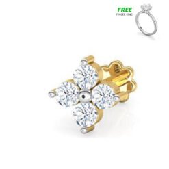 4 Stone Diamond Cut Nosepin with Finger Ring