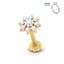 9 Stone Diamond Cut Nosepin with Finger Ring
