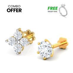 1 & 4 stone Nosepin with Free finger ring